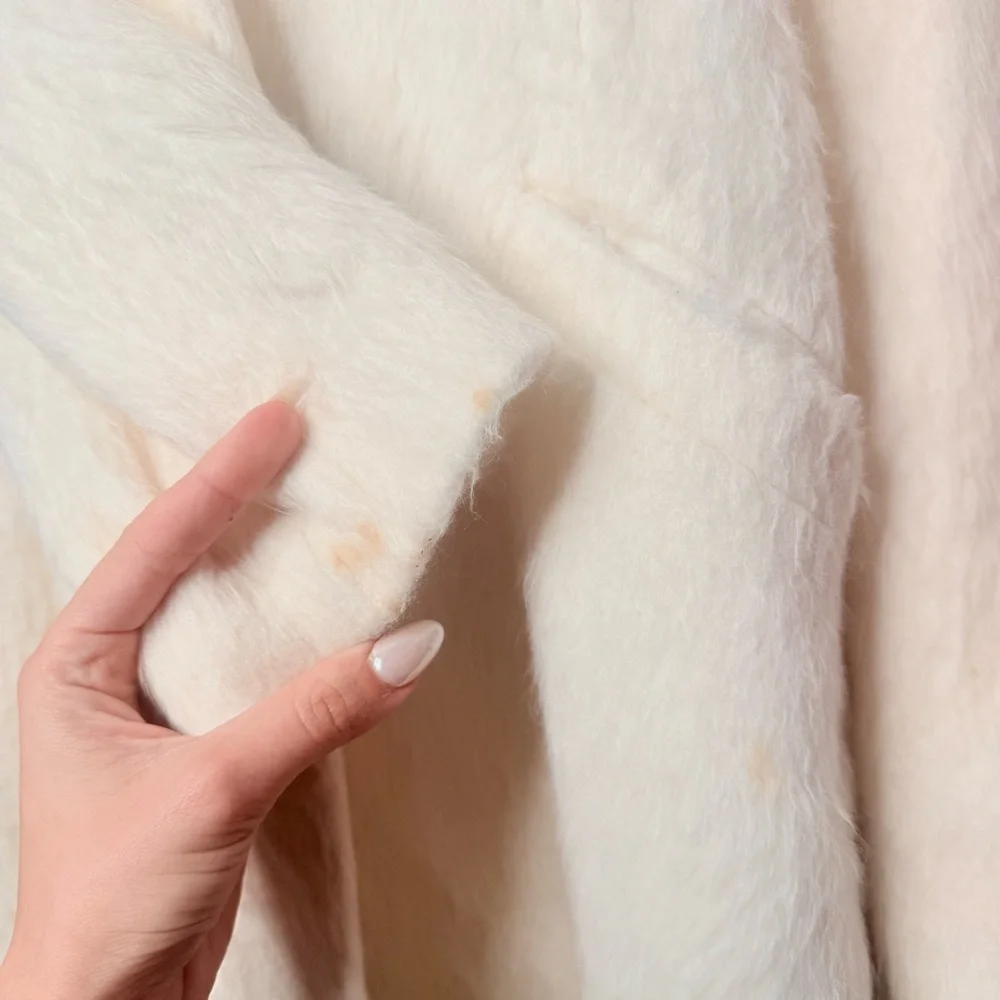 TOPSHOP Molly Double Breasted Swing Faux Fur Brushed Wool Coat (Sz 12)